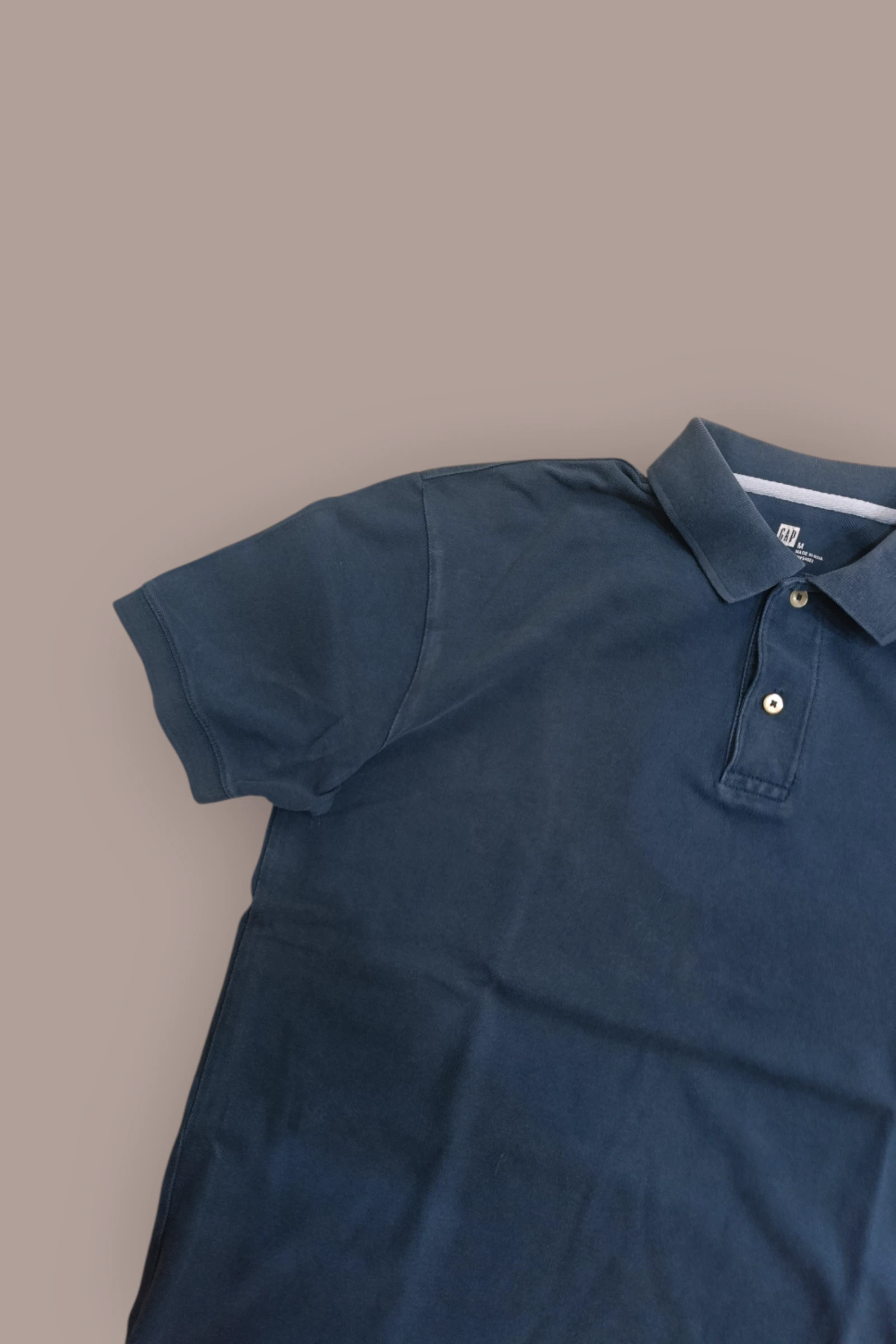 | Polo Gap Homem | Cor Azul Marinho | Piqué Manga | Curta Algodão | Tamanho M | – photo 3